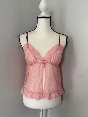 Victoria’s Secret Vintage Y2K Whimsy Fairy Lace Babydoll Top Pink Small